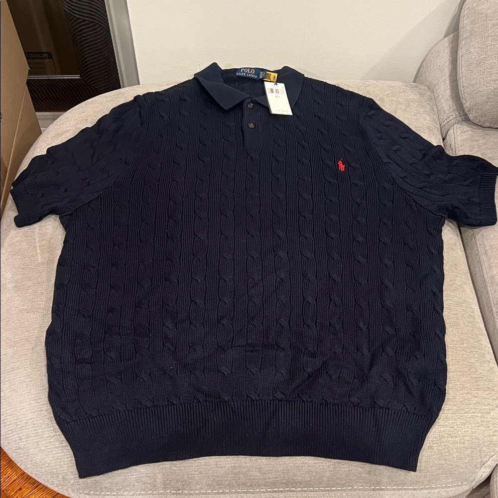 Polo by Ralph Lauren Men's Navy Cable Knit Polo